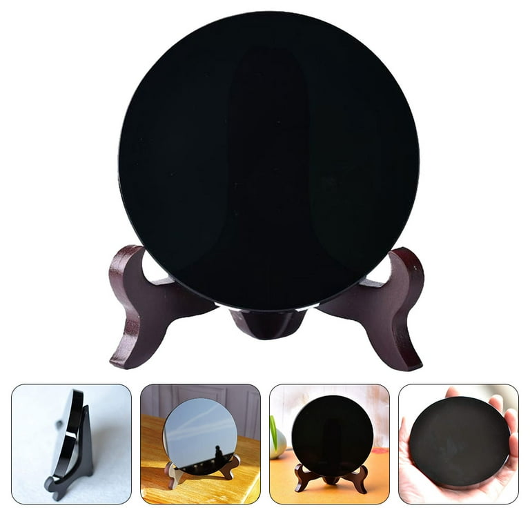 Obsidian Black Circle Mirror Accent Decor Decorations Table Centerpieces  Dining Room Divination