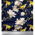 thumbnail image 3 of Soimoi Blue Poly Georgette Fabric Floral & Leaves Bird Bird Print Fabric by the Yard 42 Inch Wide, 3 of 3