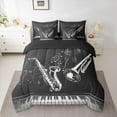 thumbnail image 2 of Feelyou Modern Musical Note Twin Bedding Sets 7-Piece, Pop Music Lover Bedding Comforter Set, Saxophone Piano Print Reversible Sheet Sets, Super Cozy Room Decor, 2 of 7