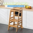 thumbnail image 2 of ZOPan Bamboo Adjustable Height Kitchen Step Stool, Learning Tower & Helper Stool for Bathroom, Kitchen Counter - Designed Growth and Independenc, Nature, 2 of 7
