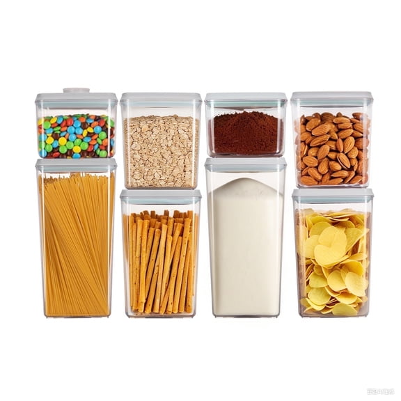 ANKOU 8-Piece Pop Airtight Food Storage Container Stackable Kitchen Pantry Organizer