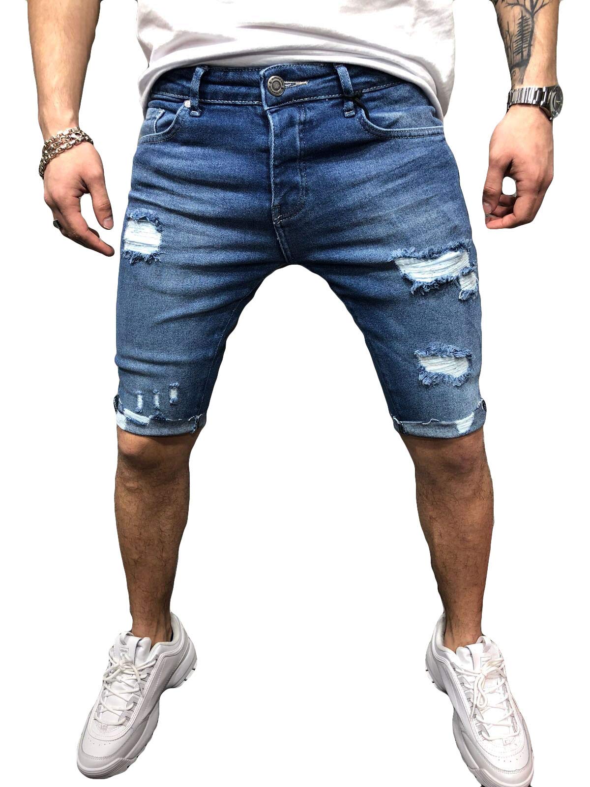 knee length shorts ripped
