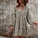 thumbnail image 2 of Vestido de túnica de verano para mujer, manga larga con hombros caídos, cuello en V, estampado de pantera, vestido de manga larga para fiesta, viajes de negocios, 2 of 8