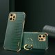 thumbnail image 1 of Compatible con iPhone 12 Pro Max Funda con soporte para anillo, funda de cocodrilo de lujo, borde dorado, soporte de rotación de 360 grados, para mujeres y niñas, funda protectora de piel de lagarto d, 1 of 4