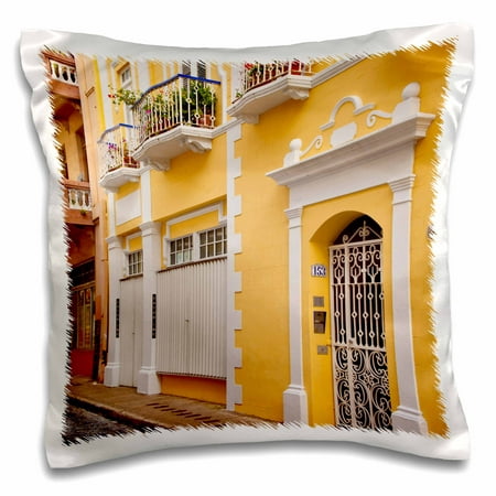 3dRose Colorful buildings in old San Juan, Puerto Rico - CA27 BJN0024 - Brian Jannsen - Pillow Case, 16 by