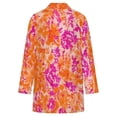 thumbnail image 5 of Women's Plus Size Orange Pink Floral Cardigan, Long Sleeve Open Front Tunic with Pockets, 5 of 8