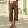 thumbnail image 2 of VBVC Women's Straight Leg Corduroy Capri Pants , High Waisted Cropped Trousers For Women , Ladies' Casual Relaxed Pants with Pockets, Brown , S-2XL, 2 of 10