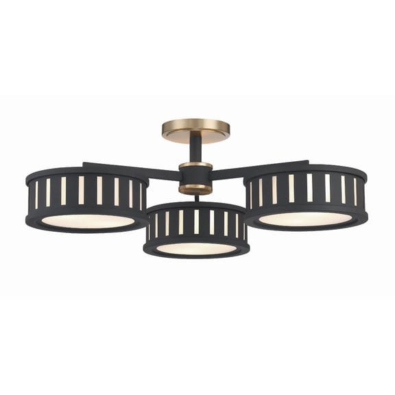 Crystorama Lighting Kendal 6 Light Vibrant Gold & Black Forged Ceiling Mount - 29.25"W x 8.75"H