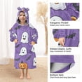 thumbnail image 3 of FORMRS Wearable Blanket Hoodie with Sleeves for Kids Cozy Flannel Sweatshirt, Halloween Ghosts Purple, 3 of 7