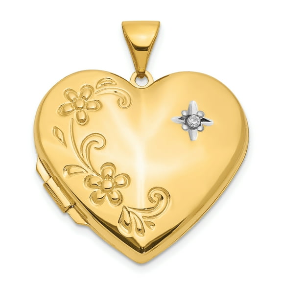 Primal Gold 14K Yellow Gold Diamond Floral Family Heart Locket