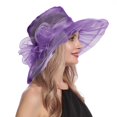 thumbnail image 3 of EnJoCho Sun Hat for Ladies Women's Vintage Mesh Wide Brim Wedding Dress Hat Floral Shade Holiday Brim Top Hat, 3 of 9