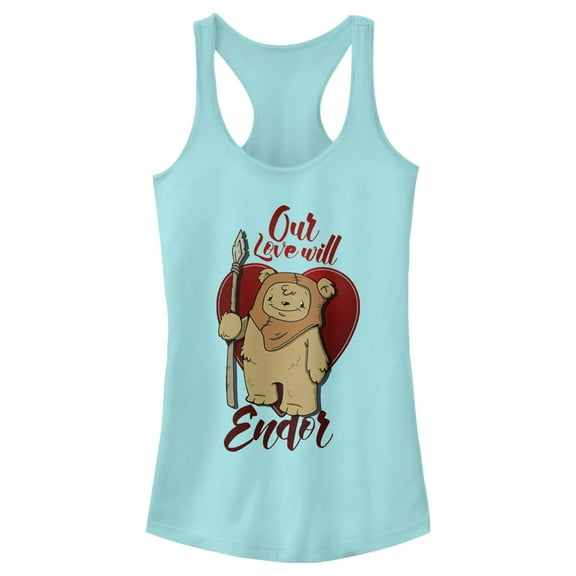 Junior's Star Wars Valentine's Day Ewok Love Will Endor  Racerback Tank Top Cancun X Large