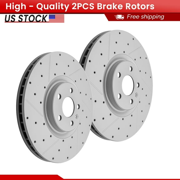 ACB ZONE Front Brake Rotors Set for Volvo V60 V90 Cross Country S60 S90 XC60, Drilled & Slotted Disc Rotors Kit (982110LR)