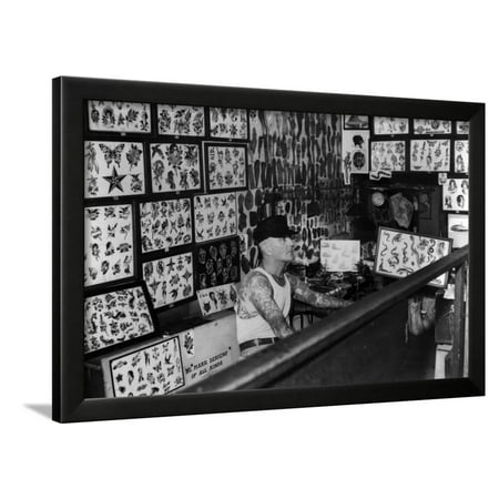 Tattoo Art Print Interior View of Cap Coleman's Tattoo Parlor, 1936 Framed Print Wall Art By Cap Coleman ()