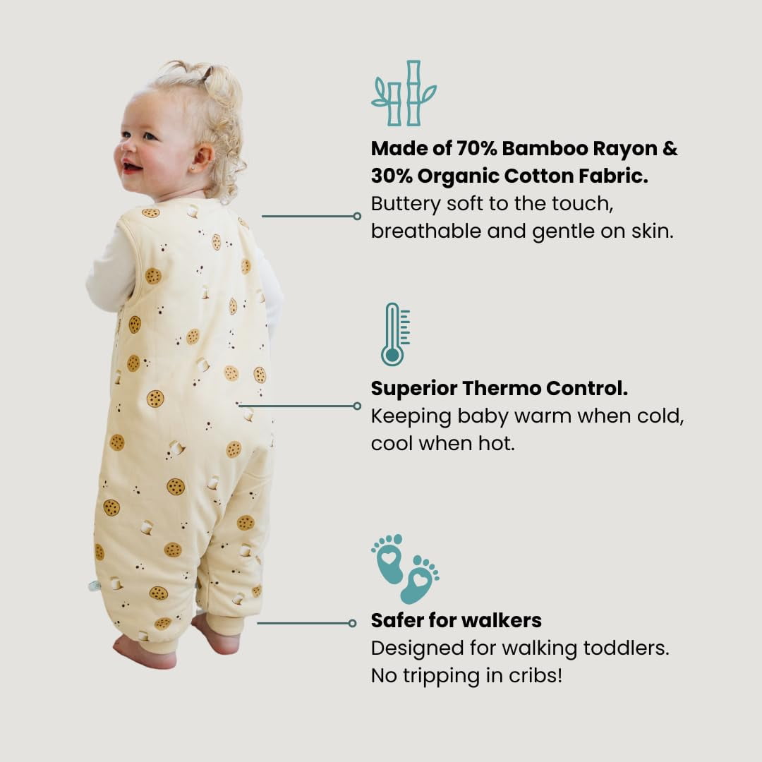 Tealbee Dreamsuit - Bamboo Sleep Sack with Legs - (1.5 Tog) Cookies 3T-4T