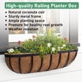 thumbnail image 3 of 4 Pack 24inch Window Box Deck Horse Trough Railing Planter with Coco Liner for Outdoor Balcony Porch Fence Patio Rail, 3 of 10
