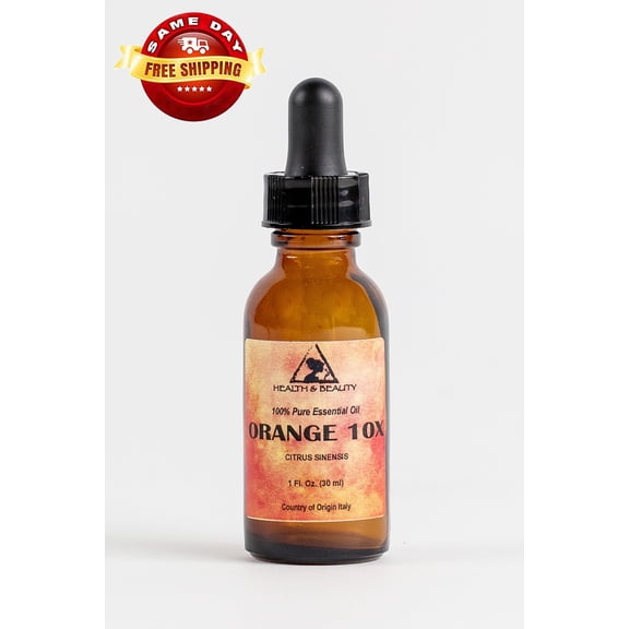 ORANGE 10X (10 FOLD) ESSENTIAL OIL ORGANIC AROMATHERAPY with GLASS DROPPER 1 OZ, 30 ml