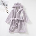thumbnail image 5 of HFHAPW Boys Girls Robes Kids Toddler Flannel Hooded Bathrobe Pajamas Sleepwear 1T 2T 3T 4T 5T 6T 7T 8T(Grey,7-8 Y), 5 of 7