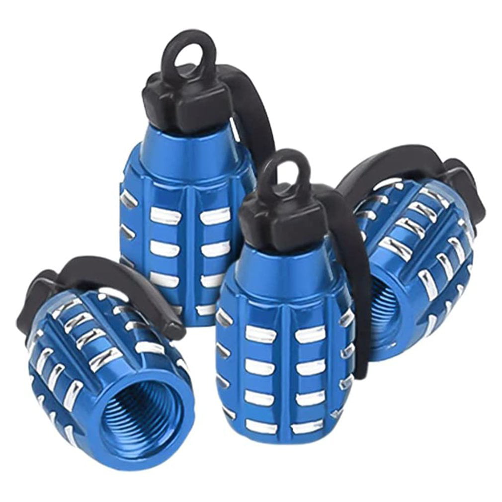 Grenade Blue Car Wheel Tyre Valve Dust Caps Covers Tire New  Set of 4 