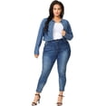 thumbnail image 3 of Women Plus Size Button Closed Cropped Denim Jacket Sky Blue 3X, 3 of 6