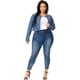 thumbnail image 3 of Women Plus Size Button Closed Cropped Denim Jacket Sky Blue 3X, 3 of 6