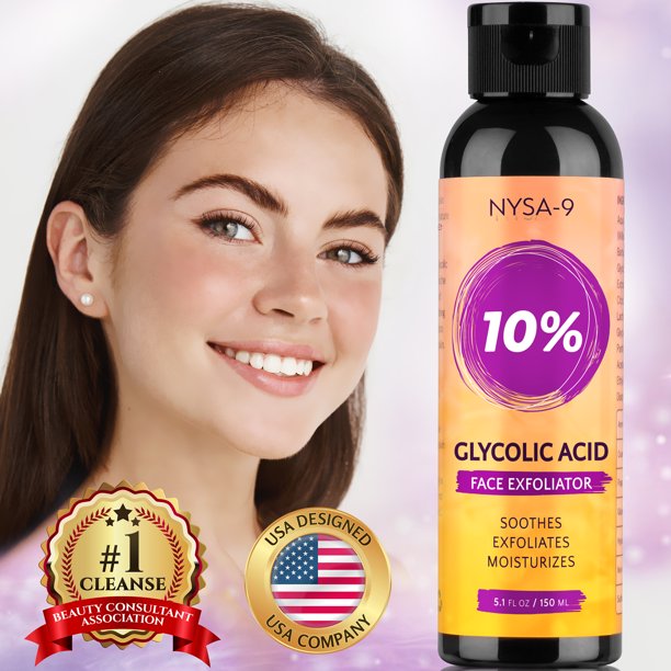 Glycolic Acid 10 AHA Face Exfoliator, 2 Pack, Gentle Facial Exfoliant