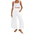 thumbnail image 3 of B91xZ Pantalon de Jogging pour Femmes Ample Jambe Grand avec Poches Mode Urbaine, Blanc TTG, 3 of 5