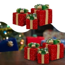 BinKFF Christmas Decorations, Set of 3 Christmas Lighted Gift Boxes, Battery Operated Xmas Present Boxes, Warm White LED with Bows for Indoor Christmas Tree, Yard, Home Decor