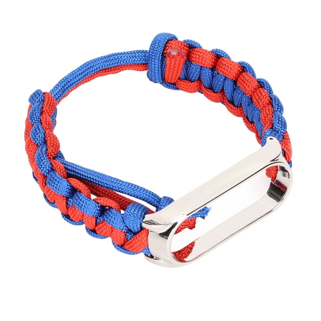 Correa De Muñeca Con Cordón De Paraguas, Pulsera De Cordón De Paraguas Impermeable Diseño Engrosado Sensación De Mano Para Reloj Mi Band 6/5 NFC ANGGREK Azul rojo