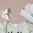 thumbnail image 5 of Toddler Baby Girl 4 Piece Outfit Ribbed Ruffle Long Sleeve Bodysuit Print Pants Bow Headband Hat Set Newborn Kaprioy Girls Clothes Fall Winter, 5 of 8