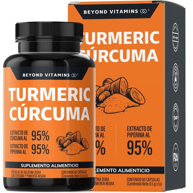 Turmeric Cúrcuma Con Extracto Al 95% y Pimienta Negra Al 95% 60 Cápsulas Beyond Vitamins Vitaminas en Cápsulas