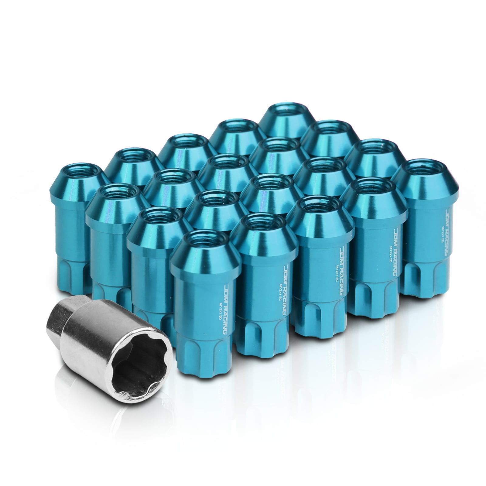 (20)Light Blue 12x1.5 50mm Open End Extended Spline Drive Tuner Lock