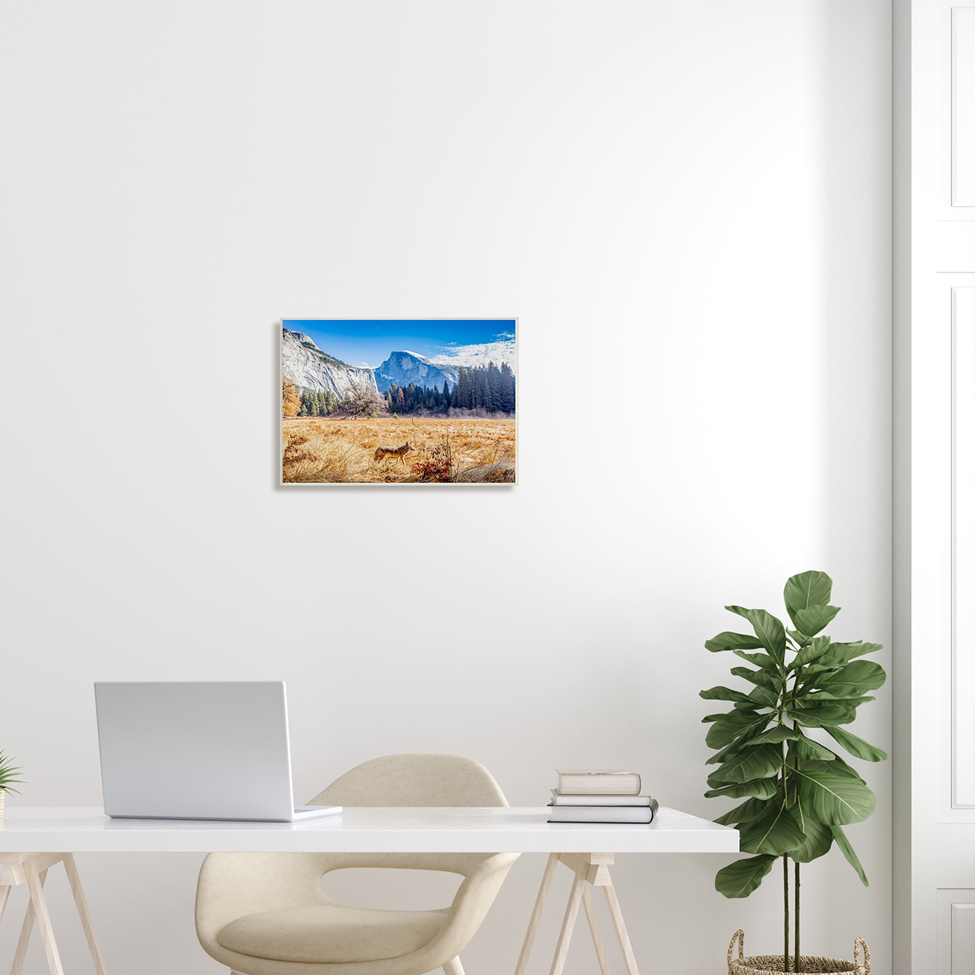 Stupell Industries Wolf Grazing Rural Grassland Clear Sky Mountains Photograph Unframed Art Print Wall Art, Design by Jeff Poe Photography