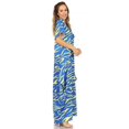 thumbnail image 4 of Sakkas Abeni Women's Short Sleeve Casual Print Long Maxi Cover-up Caftan Dress - Print4 - One Size, 4 of 5