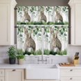thumbnail image 3 of Kitchen Window Curtains Valance and Tier Set, Easter Buuy Pastoral Rabbit Tail Rod Pocket Tier Curtain Valance Set, Green Leaves Meadow Light Filtering Cafe Curtains for Bedroom Living Room, 3 of 9