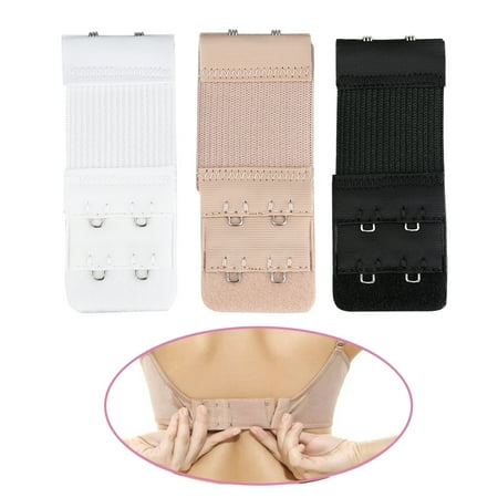 

TINKSKY 3pcs Women s Elastic Bra Lingerie Extenders 2-Hooks 2 Rows Extension Straps in Different Colors (Black & White & Nude)