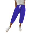 thumbnail image 6 of Uqiangy Lightweight Summer Pants Women Capris Pants For Women Linen Pants Women Linen Beach Pants Boho Pants For Women 2025 Elastic Waist Capri Pants For Women Cotton Pants For Women Blue 2XL, 6 of 9