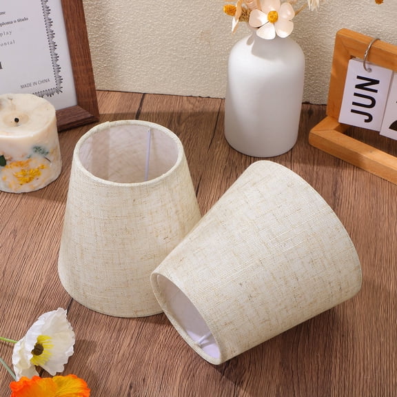 Healifty Decorative Beige Lamp Shade, Premium Fabric, Gentle Light, 2Pcs