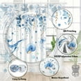 thumbnail image 3 of Blue Coastal Eucalyptus Shower Curtain, Spring Sage Eucalyptus Leaf Starfish Jellyfish Ocean Turtle Bathroom Curtain, Beach Fabric Waterproof Bath Shower Curtains Set with Hooks, 36X72in, 3 of 5
