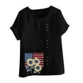 thumbnail image 4 of Xdegoge Todays for From Linen Shirts Women Short Sleeve Crew Neck Tops Floral Summer Fashion Tunic Shirts Loose Fit Casual Blouses Y2K Plus Size Tee Shirts Ropa Mujer, 4 of 4