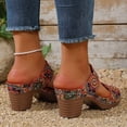 thumbnail image 4 of Rokment Womens Ethnic Retro Platform Slip on Dress Sandals Bohemian Beach Vintage Casual Leather Arch Support Chunky Block High Heels Slides Slippers for Vacation Red Size 9, 4 of 6