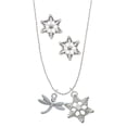 thumbnail image 1 of Delight Jewelry Silvertone Small Dragonfly with Crystal Silver tone Snowflake Charm Necklace and Stud Earrings, 1 of 4