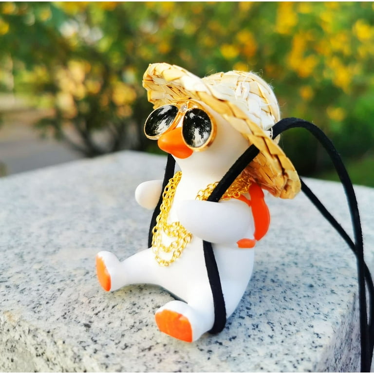 WUSI Rear View Mirror Hanging Accessories of Swinging Duck Car Hanging Ornament Cute Car Accessories Car Pendant Car Charm Hanging Ornament, White