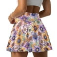 thumbnail image 4 of Yuyamidu Boho Flowers Tennis Golf Skirts Colorful Floral High Waisted Tennis Skirt Golf Skorts for Women Fashion Mini Skirts with Shorts Pockets Size L, 4 of 7