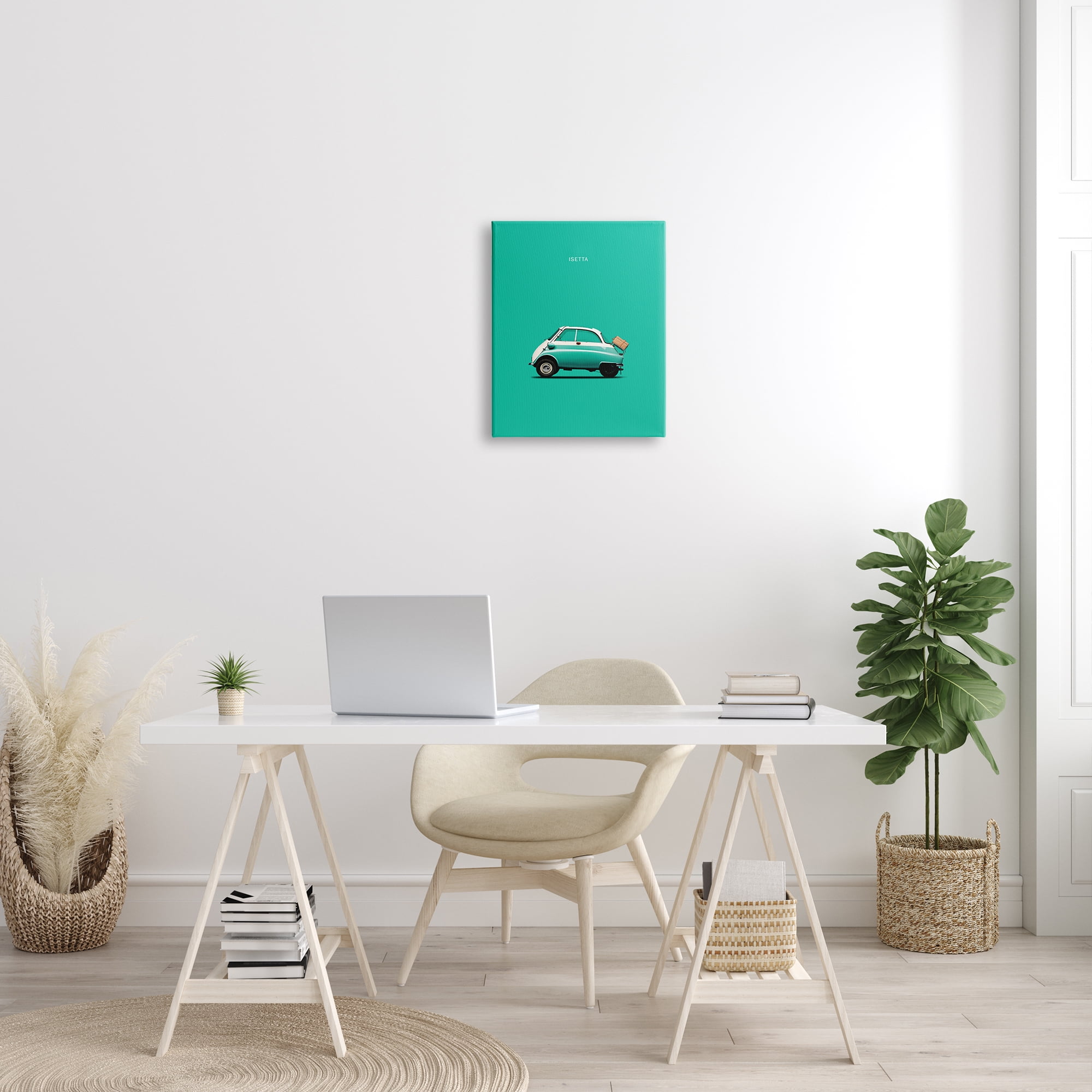 Stupell Industries Retro Italian Vehicle Isetta Turquoise Green European Car, 16 x 20, Design by Mark Rogan