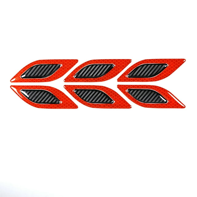 6 Pcs Autocollant Réfléchissant pour Coque de Voiture Antidérapant en Fibre de Carbone Autocollants Réfléchissants Décoration Anti-collision Sécurité Autocollant Rouge