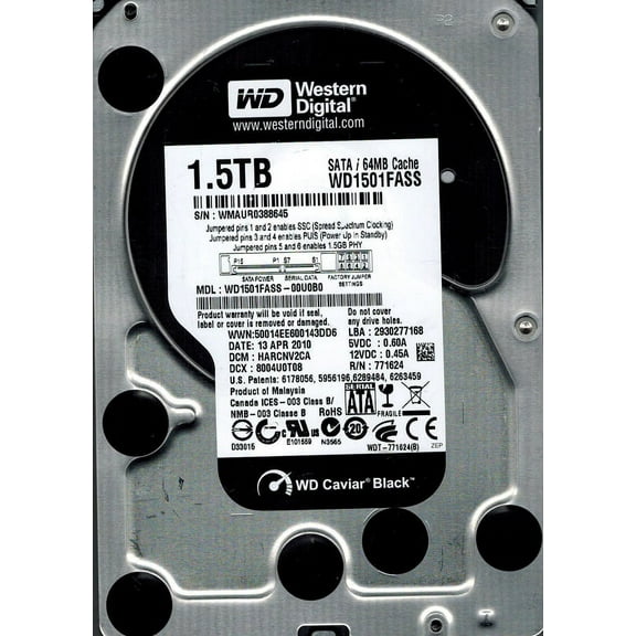 Western Digital WD1501FASS-00U0B0 1.5TB DCM: HARCNV2CA