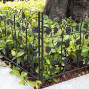 5 Panels Garden Decorative Fence Metal Black Patio Animal Barrier Border Fences, 27.2x26.3inch