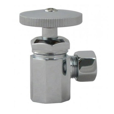 WestBrass D103 Powdercoated Flat Black Angle Stop - 1/2 in. IPS x 3/8 in. OD Comp. - Round Handle