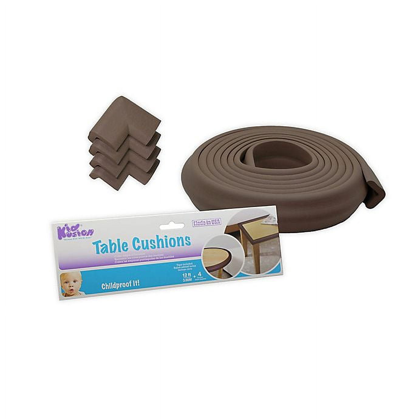 Kidkusion Table Cushion 16 ft Brown, Made in USA, Foam Rubber Babyproof Edge and Corner Guard, Child Safety Bumper
